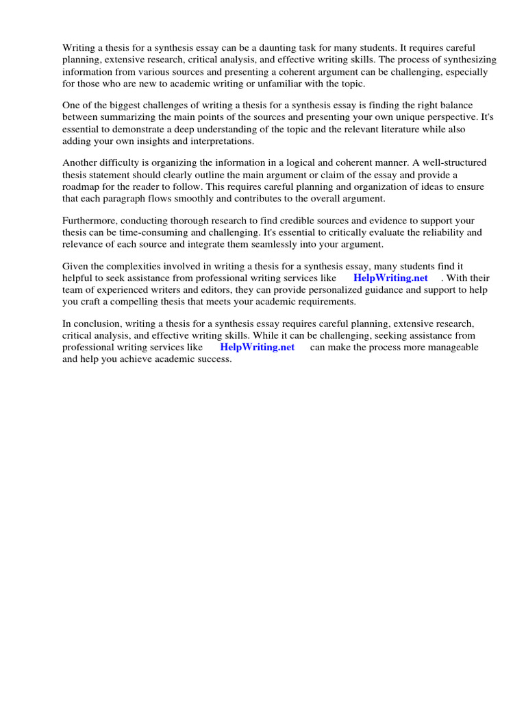 How To Write Thesis For Synthesis Essay | PDF | Essays | Dialectic