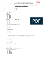 Questions For Primary and Secondary