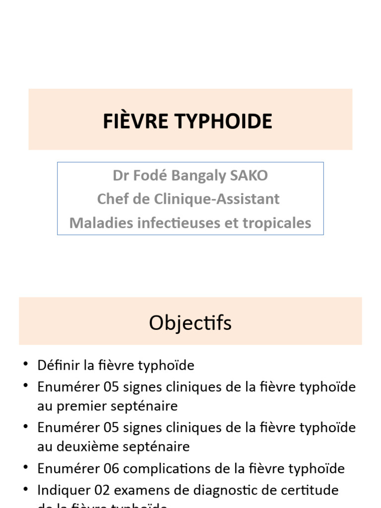 Symptômes et diagnostic de la fièvre typhoïde | PDF
