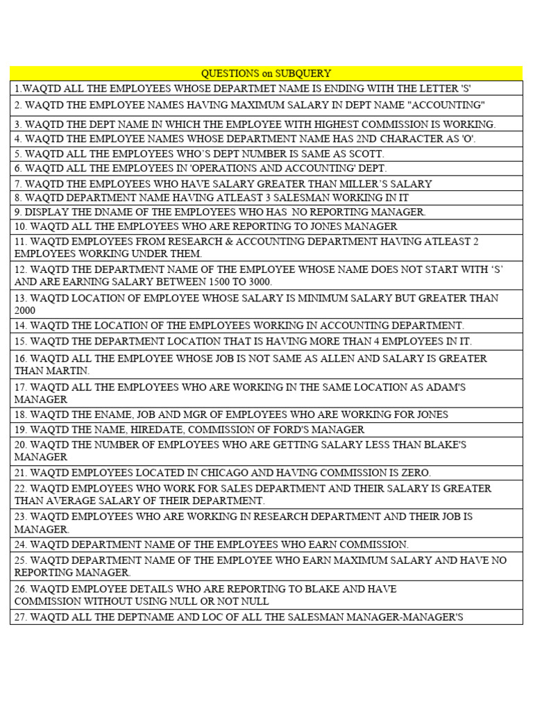 3.Q On Subquery | PDF