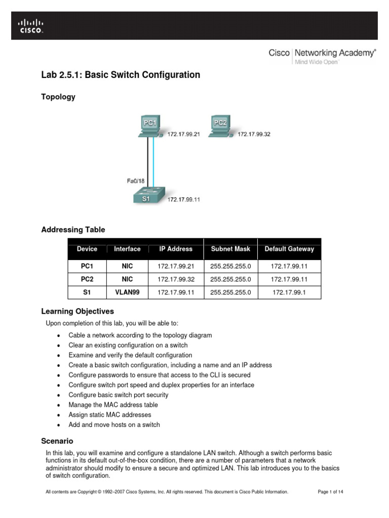 Lab 2.5.1 | PDF | Network Switch | Cisco Certifications