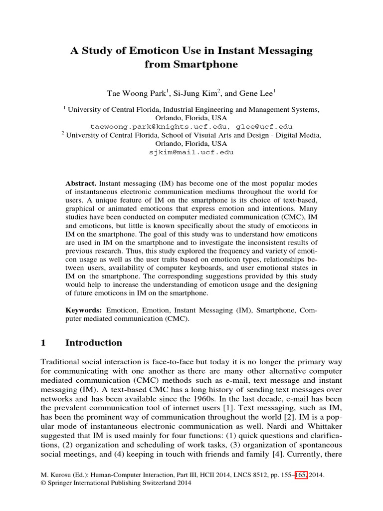 Emoticon Usage in Smartphone IM | PDF | Instant Messaging | Communication