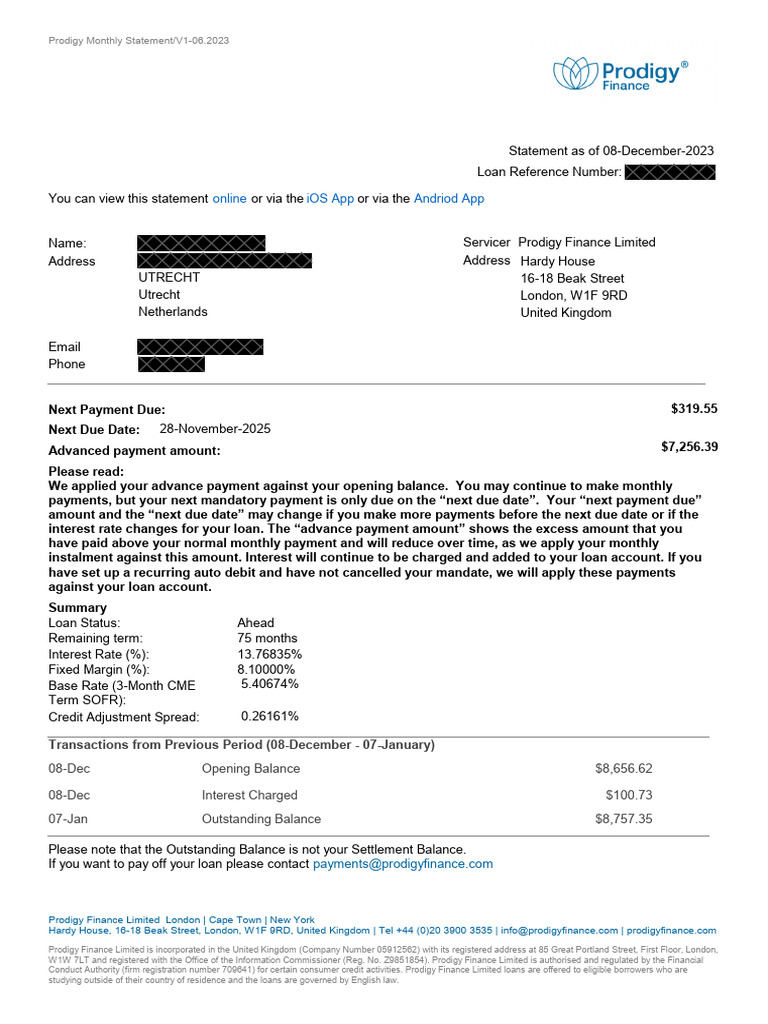 Loan Statement | PDF | Loans | Interest