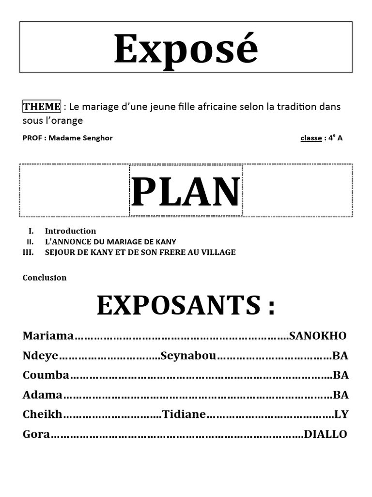 exposé sur le mariage d