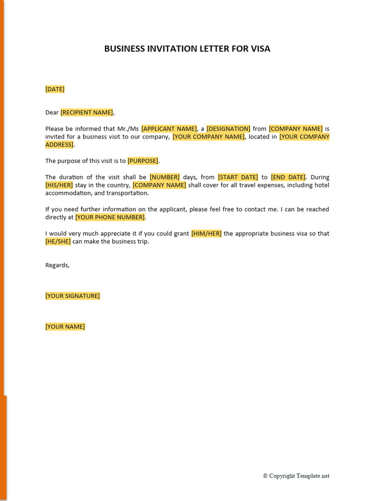 Business Invitation Letter For Visa | PDF