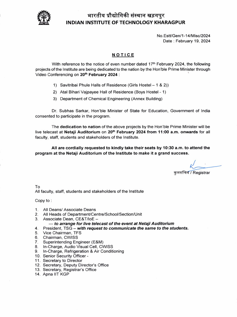 Revised Notice - Hon'Ble PM Through VC | PDF