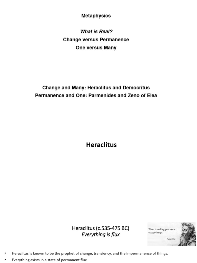 Change Vs Permanence Metaphysics 2024 | PDF | Nothing | Metaphysics