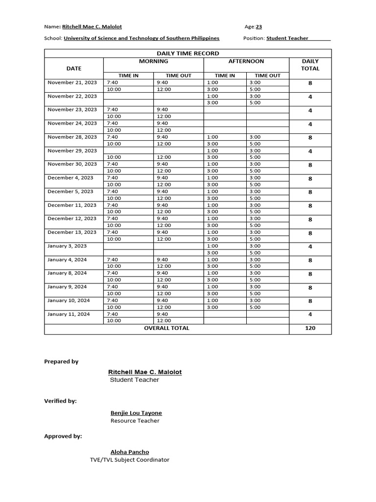 DTR Format | PDF