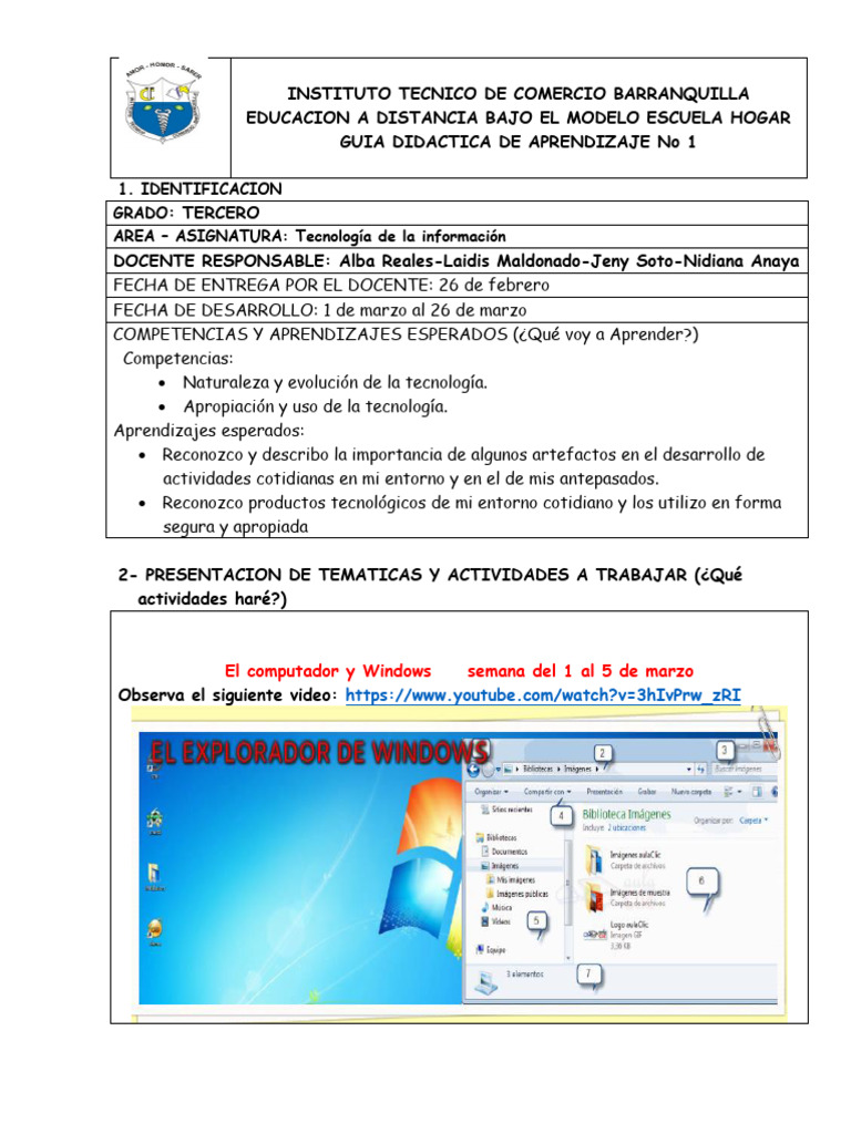 Tecnología de La Información Guia de Aprendizaje # 1. Tercero | PDF ...