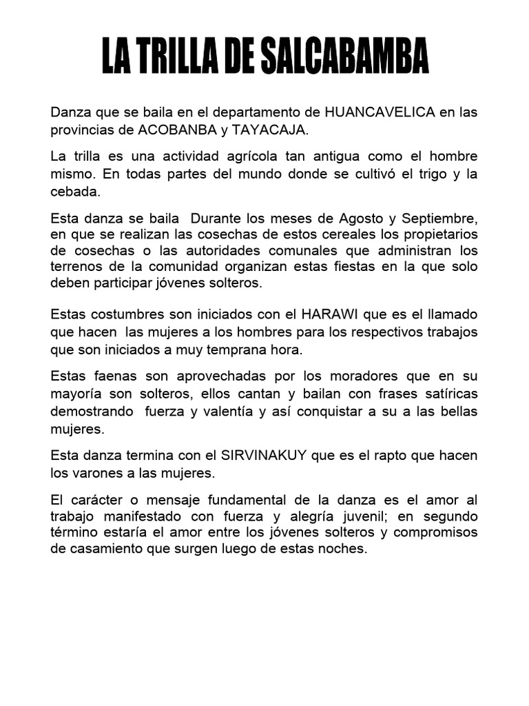 Danza de la Trilla en Huancavelica | PDF | Poesía