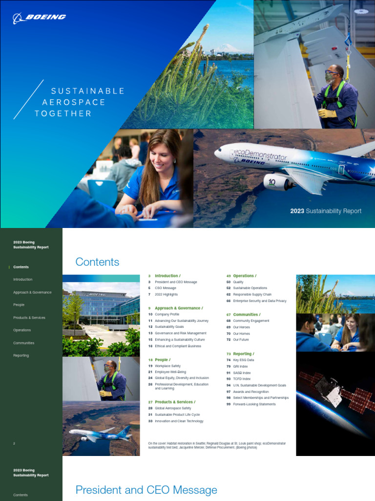 2023 Boeing Sustainability Report PDF Boeing Low Carbon Economy