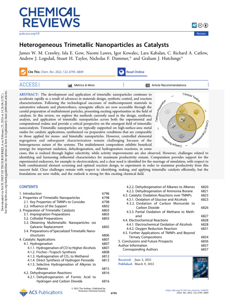 Trimetallic Nanoparticles in Catalysis | PDF | Catalysis | Nanoparticle