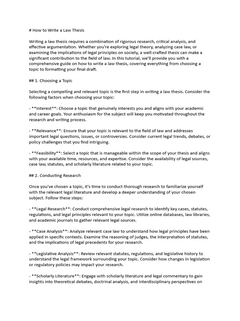 Guide to Writing a Law Thesis | PDF | Thesis | Proofreading
