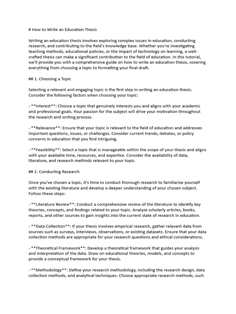 Writing an Education Thesis Guide | PDF | Methodology | Human Communication