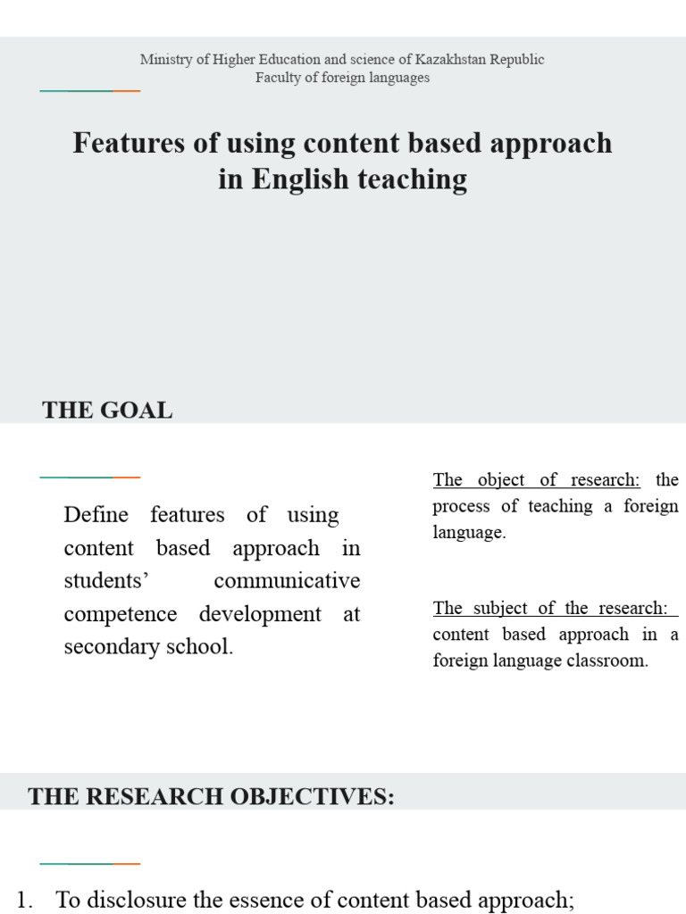 Content-Based Approach in English Teaching | PDF | Linguistics | Human ...
