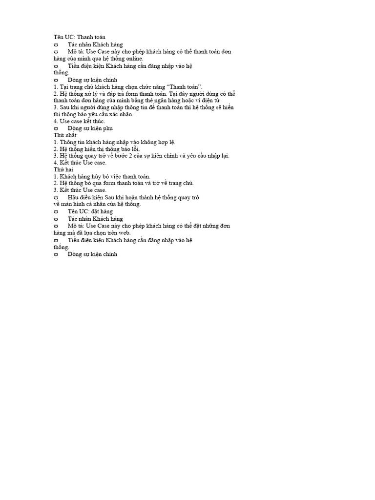 Use Case Thanh Toán | PDF
