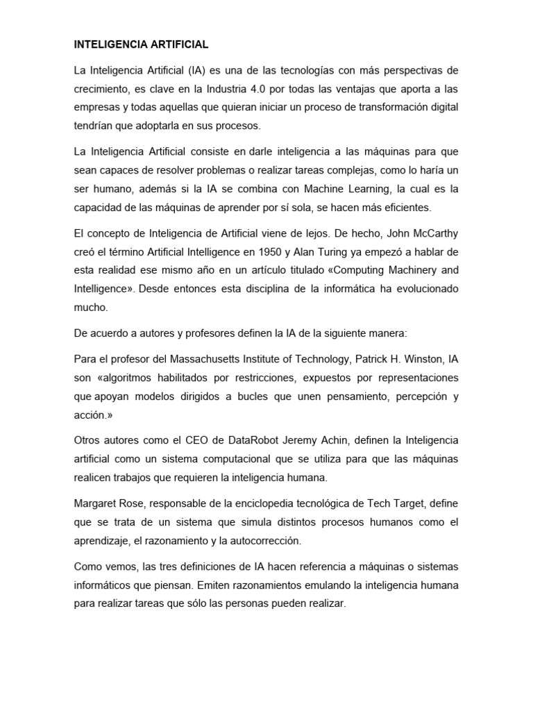 Mapa Conceptual de la IA | PDF | Inteligencia artificial | Inteligencia ...