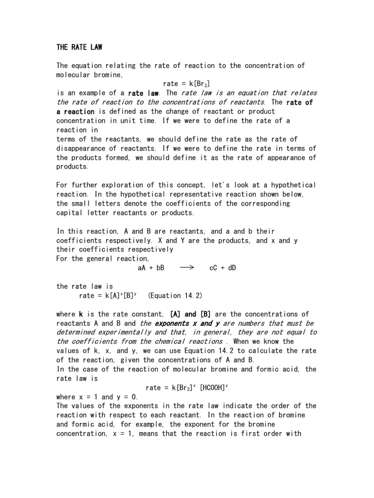 THE RATE LAW PDF Reaction Rate Chemical Process Engineering