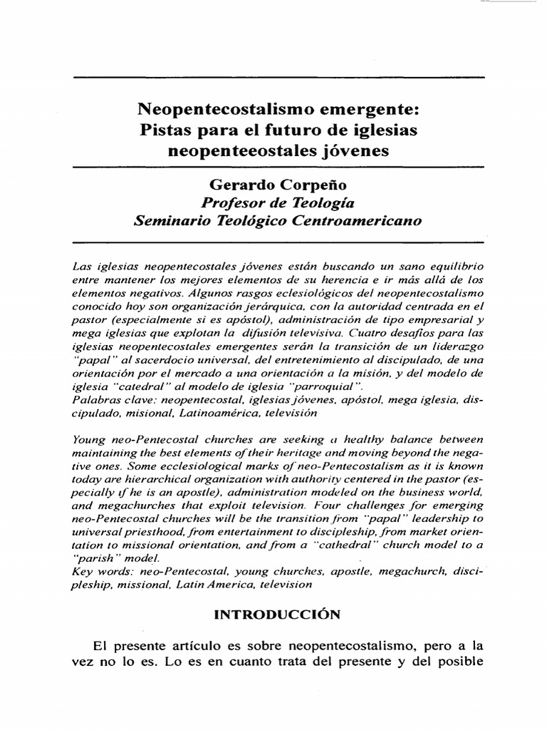 Características del neopentecostalismo joven | PDF | Pentecostalismo ...