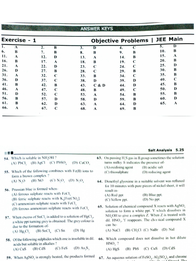 Chemistry Salt Analysis Practice Questions | PDF