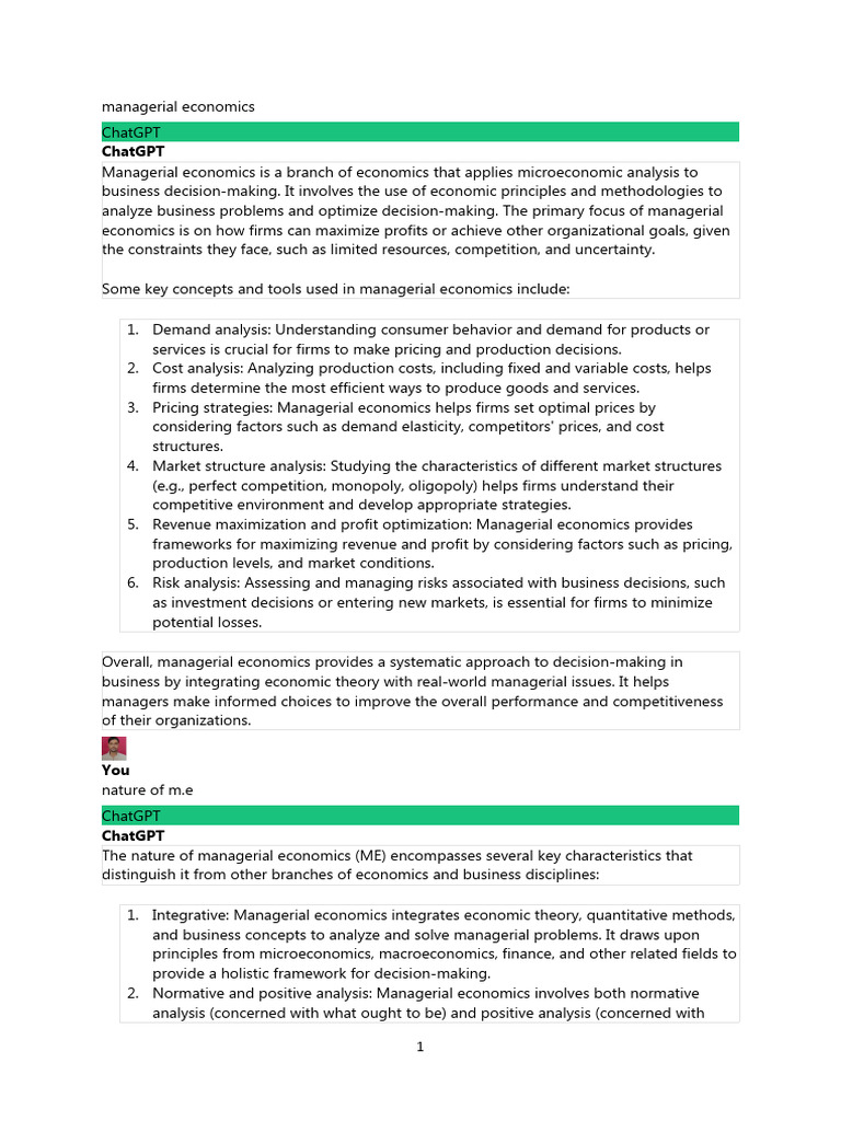 Managerial Economics 1 Pdf Economics Opportunity Cost