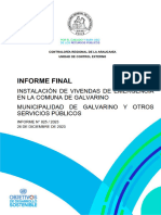 Informe Final N°825-2023 Municipalidad de Galvarino, Sobre Auditoría A La Instalación de Viviendas de Emergencia en La Comuna de Galvarino-Diciembre-2023.