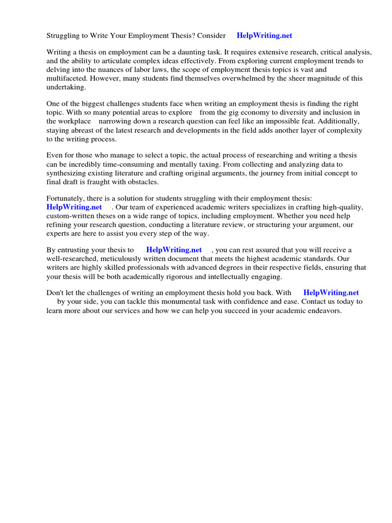Employment Thesis Topics | PDF | Thesis | Nursing