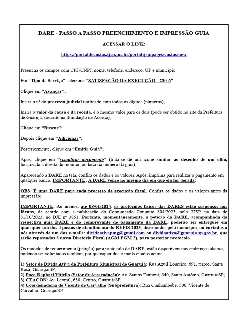 Emissão e Preenchimento da DARE | PDF | Direito