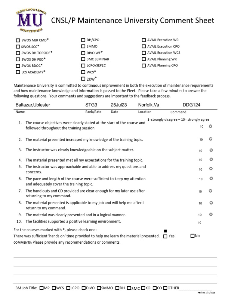MU Critique Sheet Form Filler | PDF | Behavior Modification | Cognition