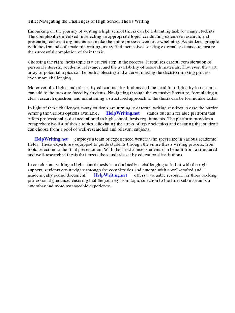 Thesis Topics List For High School PDF Thesis Master Of Business 