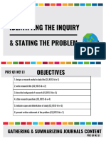 Pr2 Q1 Module 2: Identifying The Inquiry & Stating The Problem