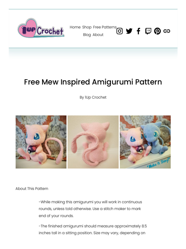 Free Mew Amigurumi Crochet Pattern | PDF
