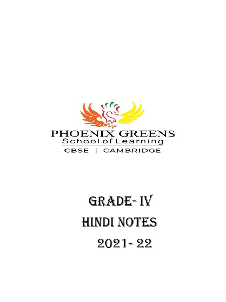 Grade 4 Hindi Notes 21 22 Pdf
