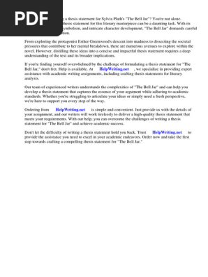 Thesis Statement for the Bell Jar