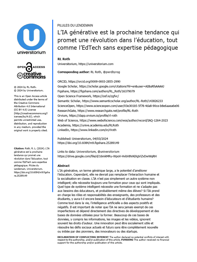 Révolution éducative par l'IA générative | PDF | Intelligence ...