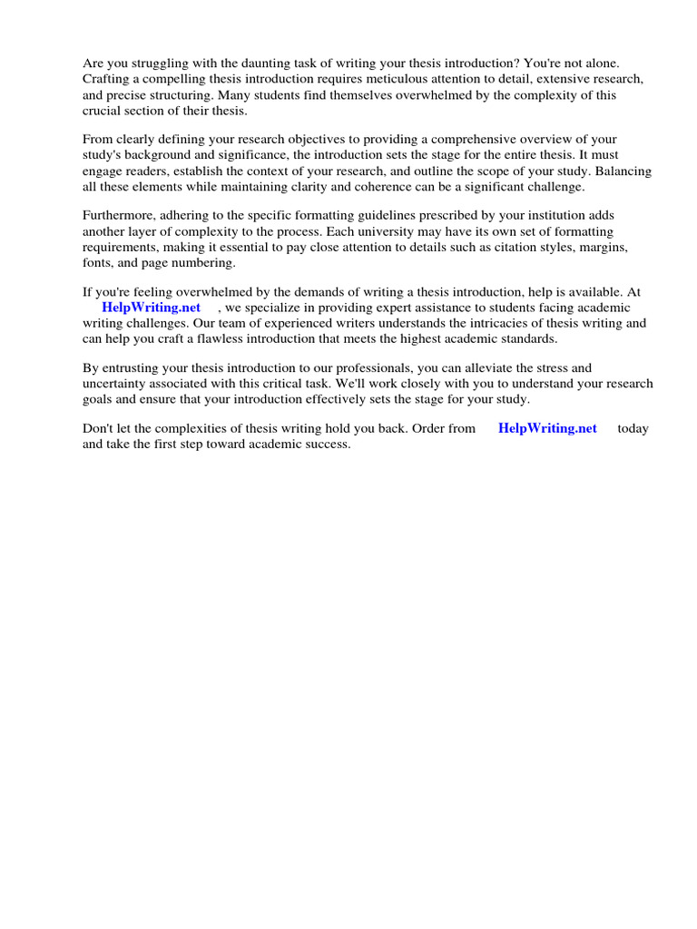 Thesis Introduction Example Format | Download Free PDF | Thesis | Essays