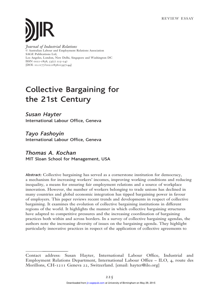 Collective Bargaining Pdf Collective Bargaining Trade Union
