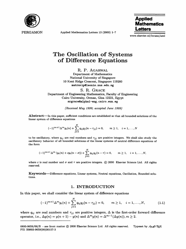 1 s2.0 S0893965999001573 Main | PDF | Oscillation | Real Number