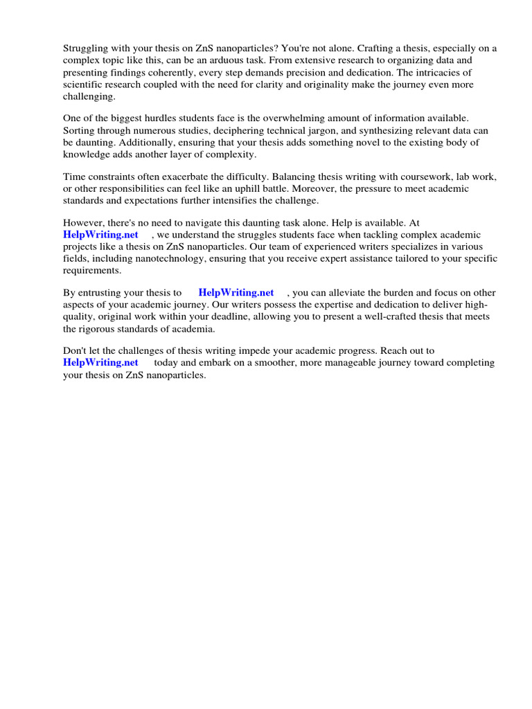 Thesis On Zns Nanoparticles PDF Nanoparticle Zinc Oxide