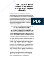 FDA - TGA - ANVISA - HPFB, Cooperation in The Medical Device Single Audit Program (MDSAP) - FDA