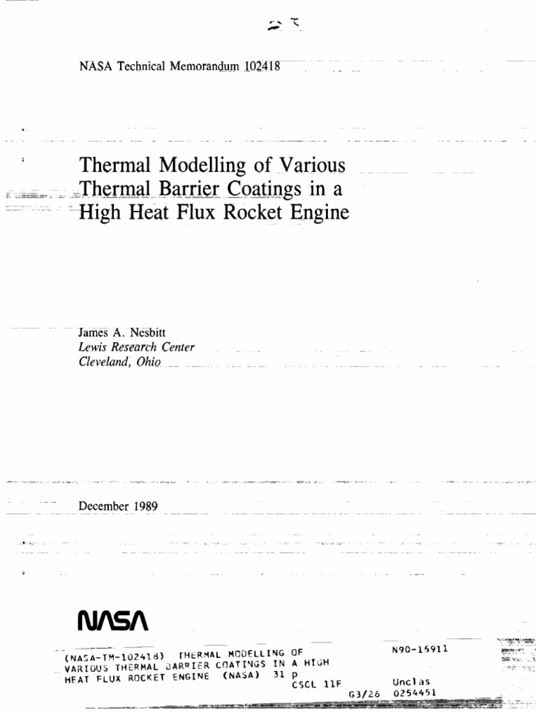 ' Thermal Modelling of Various - : - : - Therma! Barrier Coatings Ina ...