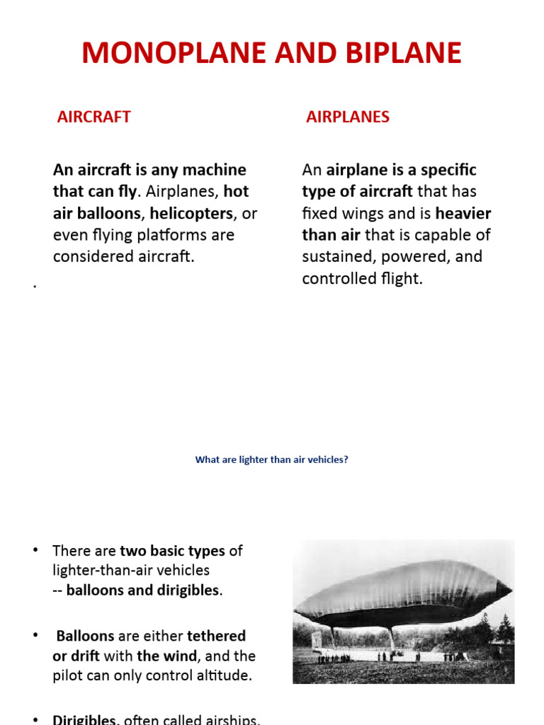 Monoplane vs Biplane Overview | PDF | Aircraft | Monoplane