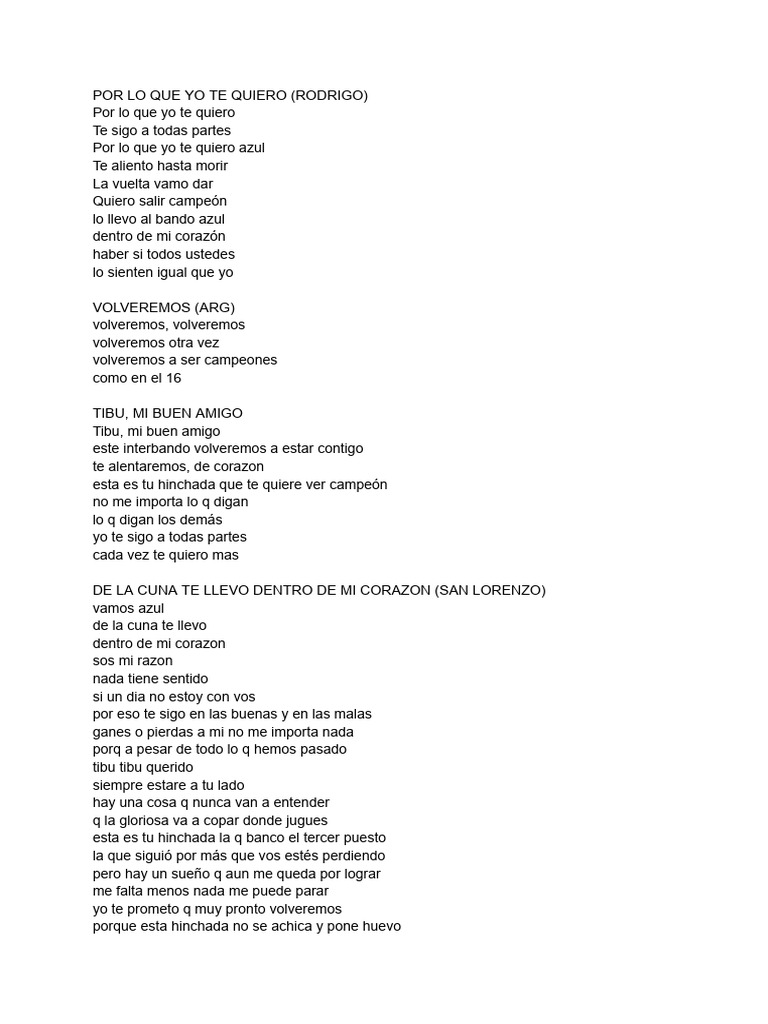 Cánticos y letras de hinchadas de fútbol | PDF | Arte