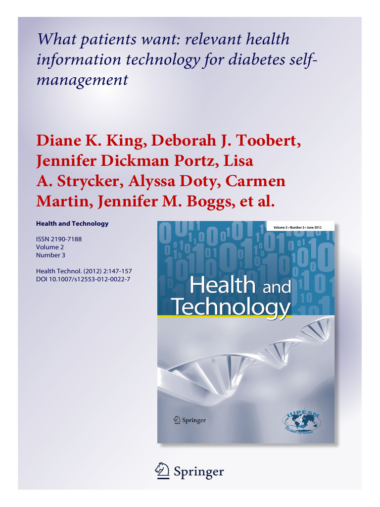 What Patients Want, Relevant Health Information Technology For Diabetes ...