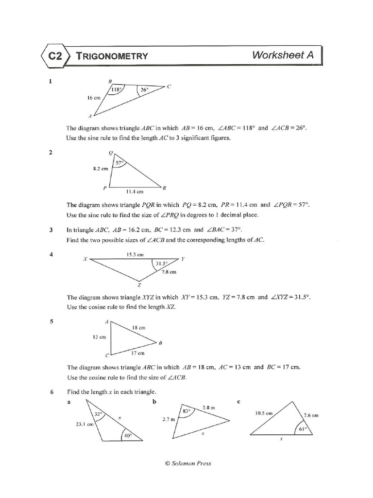 9.2.1 Maths FC309 Worksheet Further Trig Student | PDF
