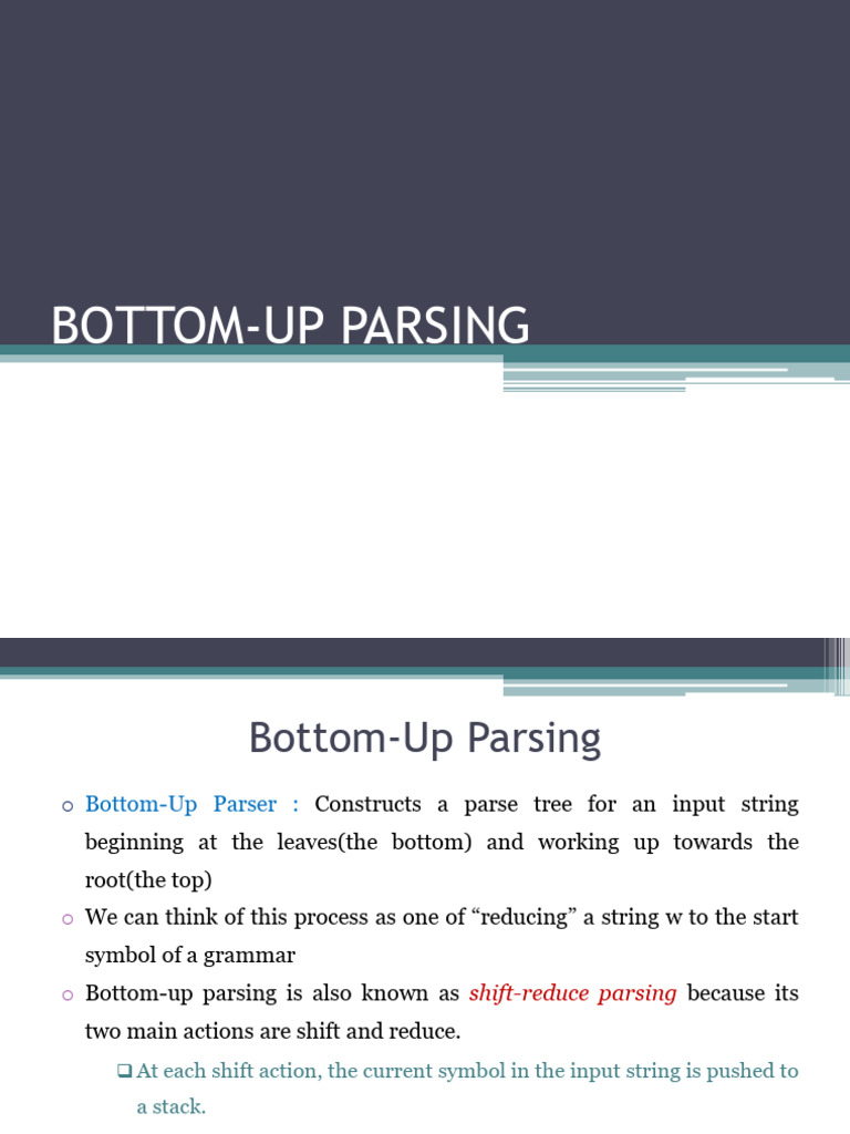 Bottom-Up Parsing Guide | PDF | Parsing | Computer Programming