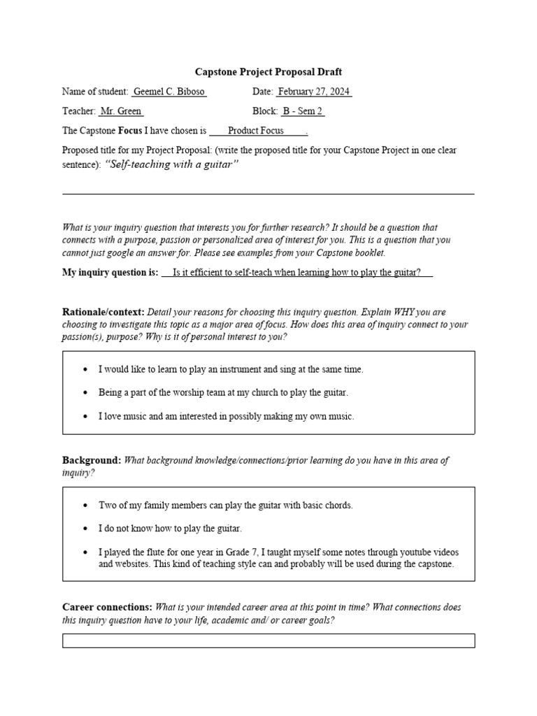Capstone Project Proposal Draft Pdf Mentorship Learning