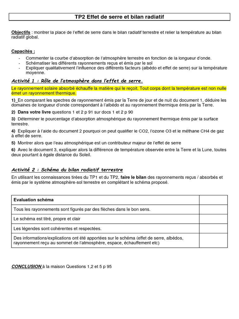 Effet de serre et bilan radiatif terrestre | PDF | Effet de serre ...