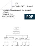 Abstract Window Toolkit (AWT) - Library of Java Package - Contains 25 Packages With Hundreds of Classes - Used For GUI - Import Java - Awt.