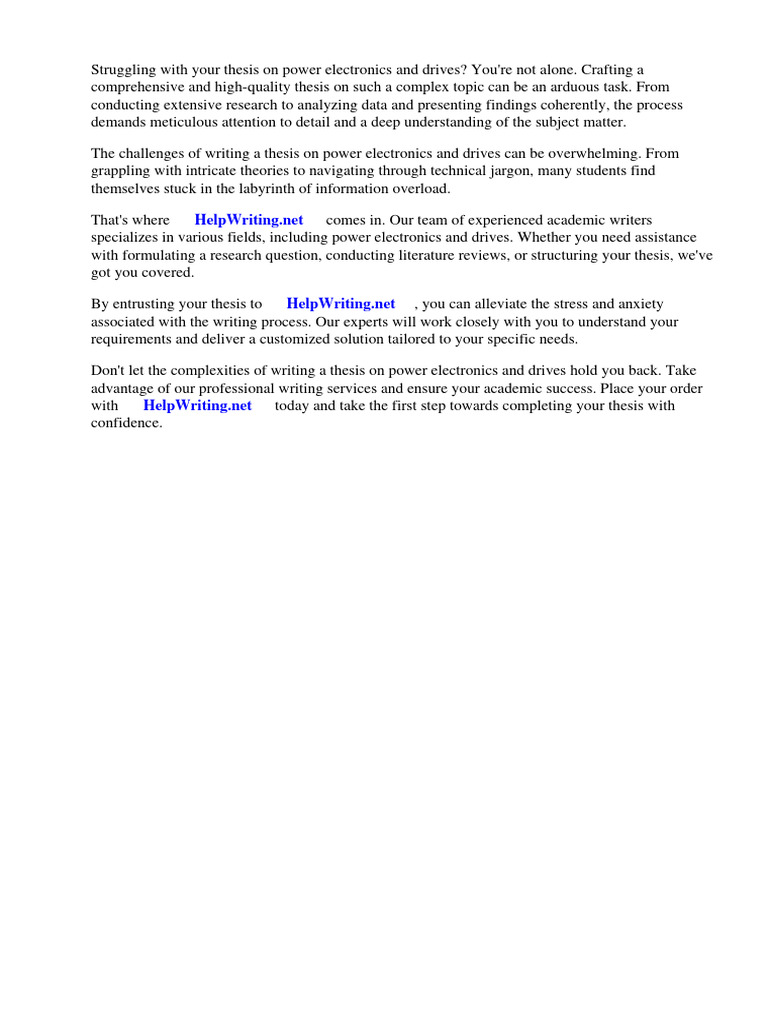 Thesis On Power Electronics and Drives PDF Power Electronics